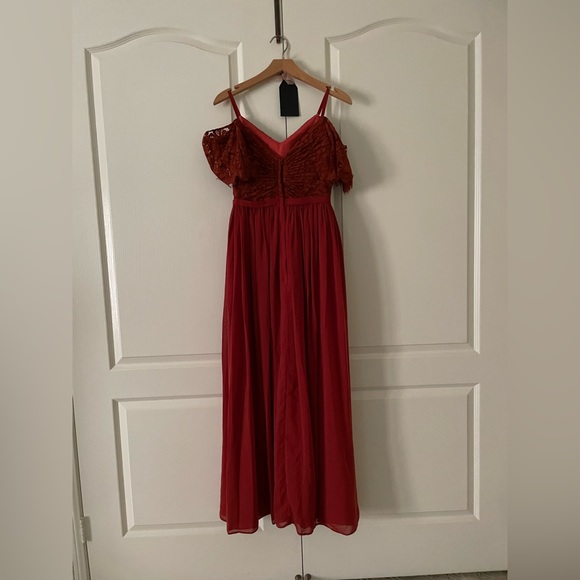 Beautiful formal, wedding guest dress petite XS. Color is burnt orange - Picture 5 of 6